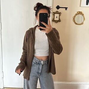 Kenar Cashmere Zip-Up Hoodie Long Sleeve Sweater Jacket